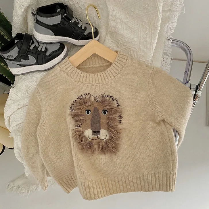 UG Children Sweater Lion Boys Sweaters Autumn Teenager Cardigan For Boys Clothes Cotton Toddler Baby Sweater 100% Cotton Fabric