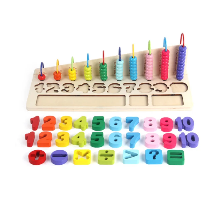 Cheap wooden rainbow colorful montessory abacus rack math game tool Educational preschool baby kids children toys