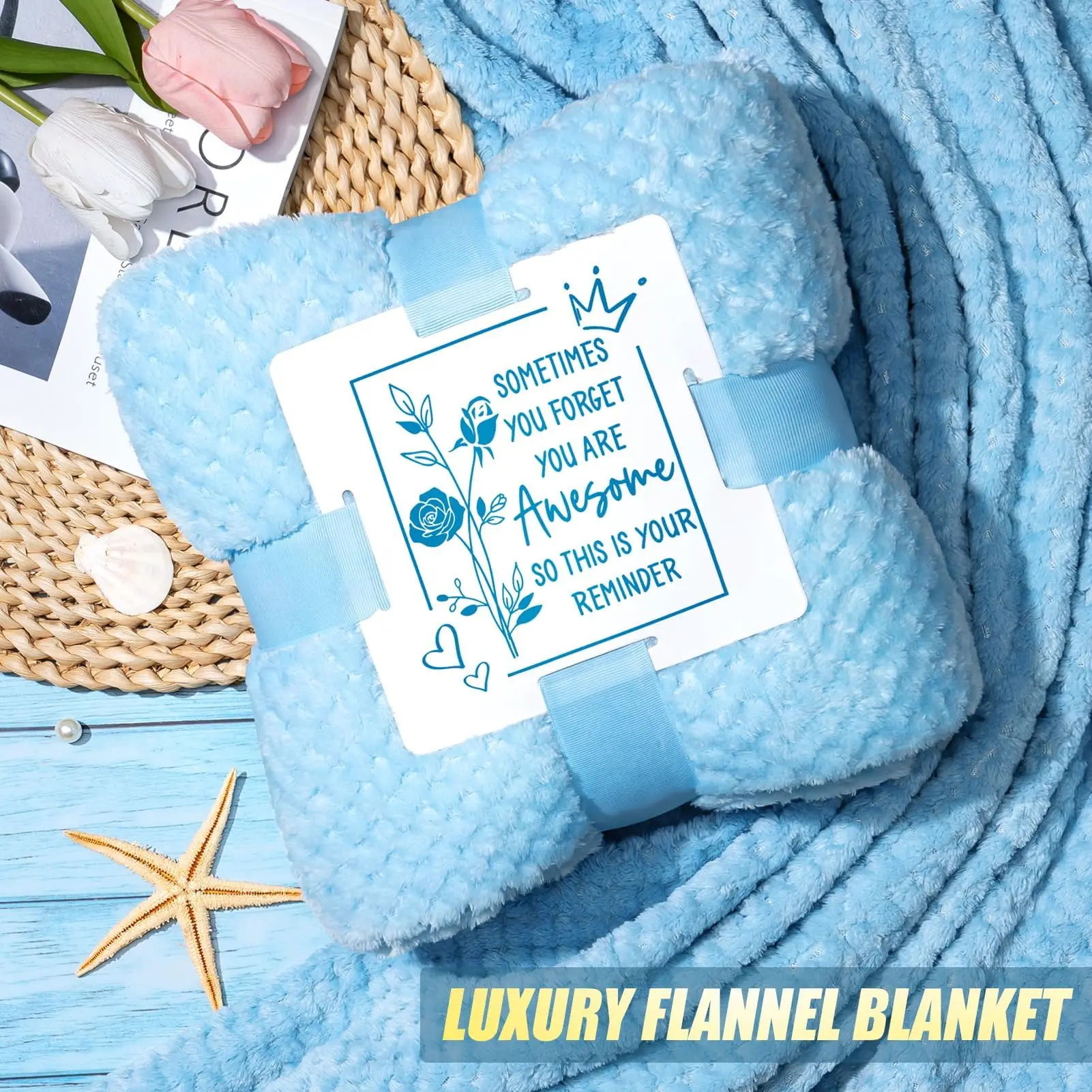 Custom Women Self Care Birthday Gift Get Well Soon Gifts Flannel Blanket 40OZ Tumbler Christmas Anniversary Gift  For Mum Sister