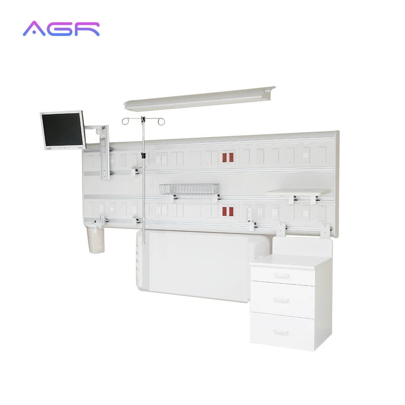 Medical icu horizontal bed head units hospital dual rail three-layer bed head panel