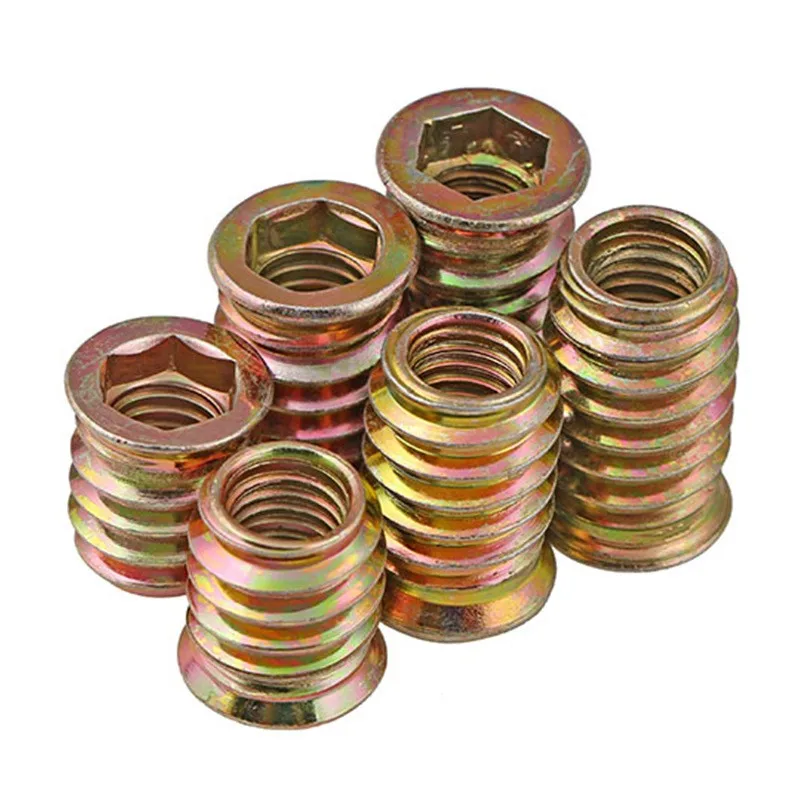 M3-M10 1/4 5/16 3/8 Galvanized Threaded Steel Furniture Wood Insert Nuts