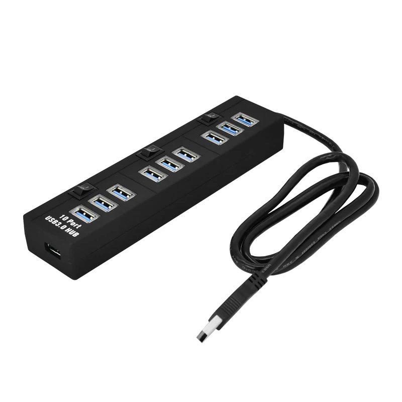 
L-CUBIC 10 port usb 3.0 hub with 60w power ada AC Power Adapter 10 Port USB 3.0 USB Hub With External Power 