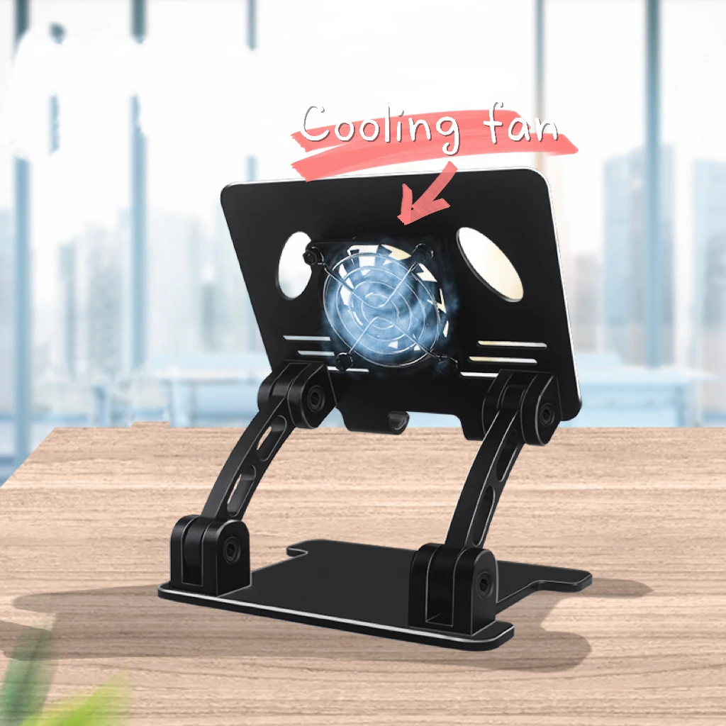 adjustable aluminium phone tablet pc laptop cooling stand with usb fan