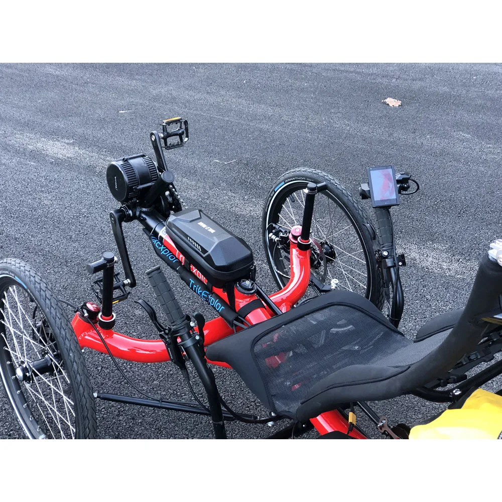 48v500W Mid Motor Large Torque Electric Touring Tadpole Recumbent Trike with Unique Suspension Seat