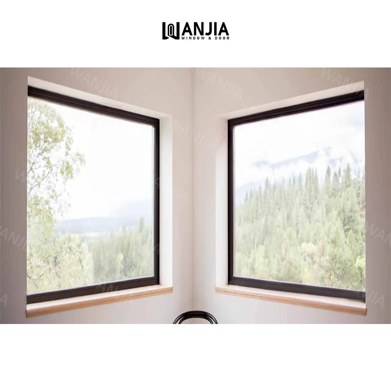 WANJIA Minimalist Design Living Room Heavy Duty Picture Window Custom Soundproof Aluminum Window Custom Glass Fixed Window