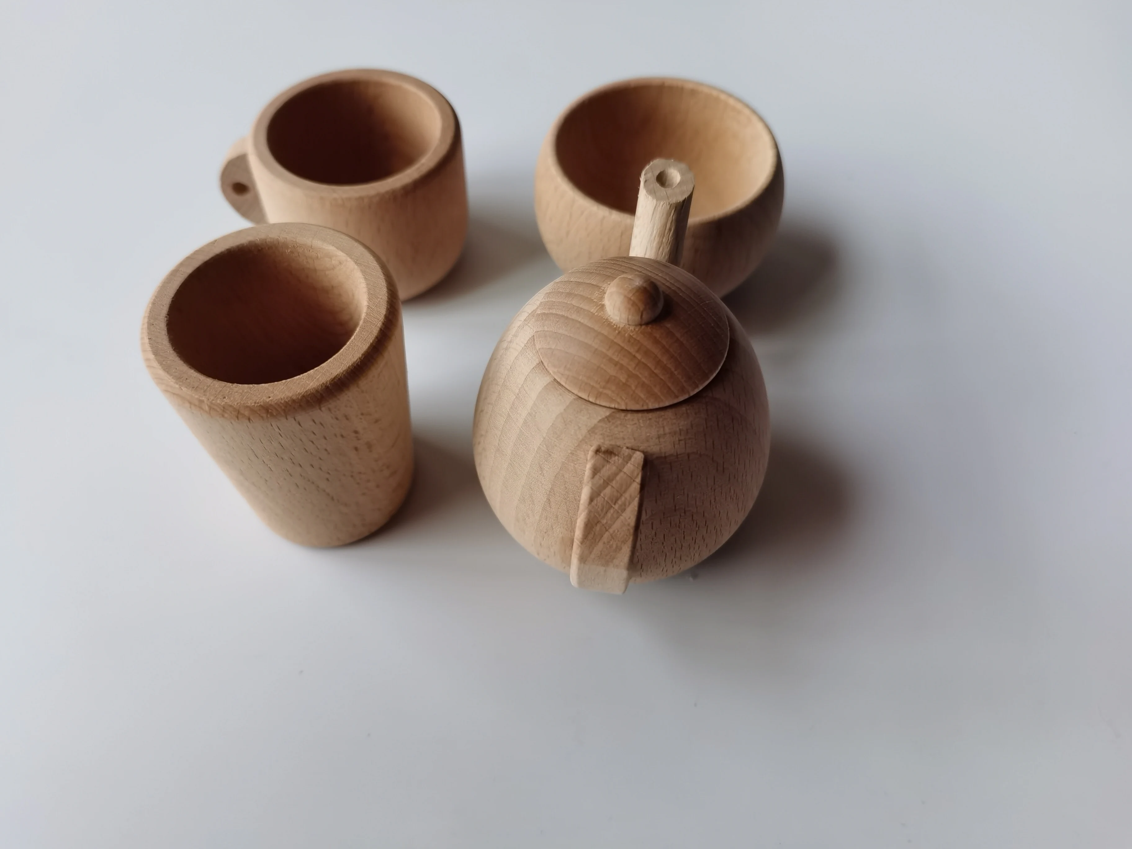 
Hot sale popular simulation tableware solid beech wood kitchen toy tea set for kids 