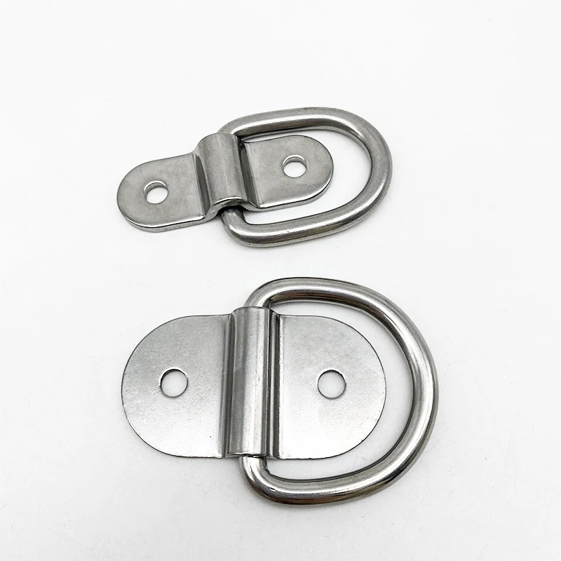 6*25mm High Quality Stainless Steel 316 Fold Pad Eye Cleat Lashing D Ring With Eye Pad Hardware Rigging
