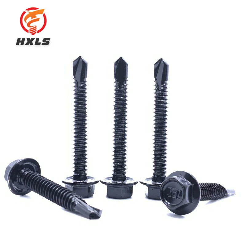 High quality 410 Stainless Steel Hex Self-Drilling Screws Electrophoretic Bright Black Finish