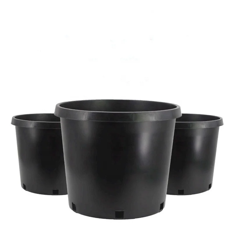 Low Price Promotion Durable 1 to 25 Gallon Black Plastic Planter Plant Flower Seedling Nursery Pots