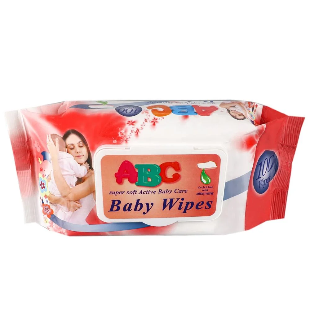 Disposable Soft organic clean unscented Wet wipes 100 pcs ABC Natural Baby wipes for sensitive Skin