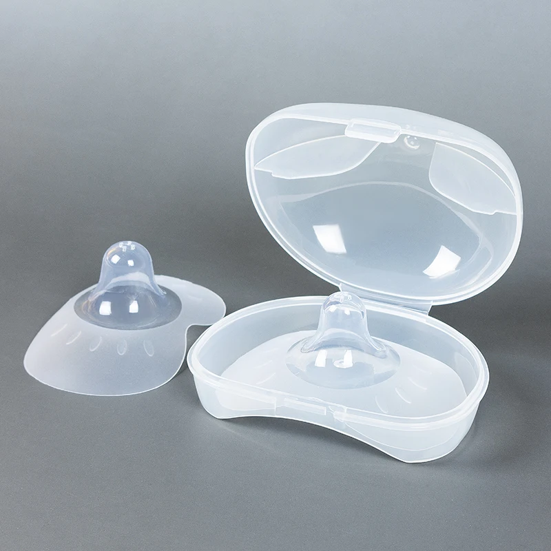 Wholesale BPA Free Silicone Nipple Shield Premium Contact for Breastfeeding Protector De Pezon Small Plastic Container