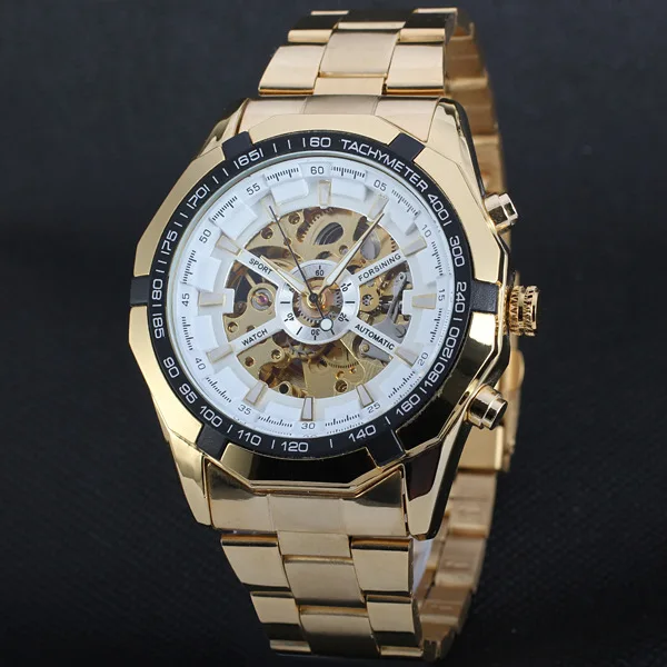 Winner Brand Stainless Steel Watch Men Skeleton Auto Mechanical custom LOGO Watch Male Dress Clock WINNer  246