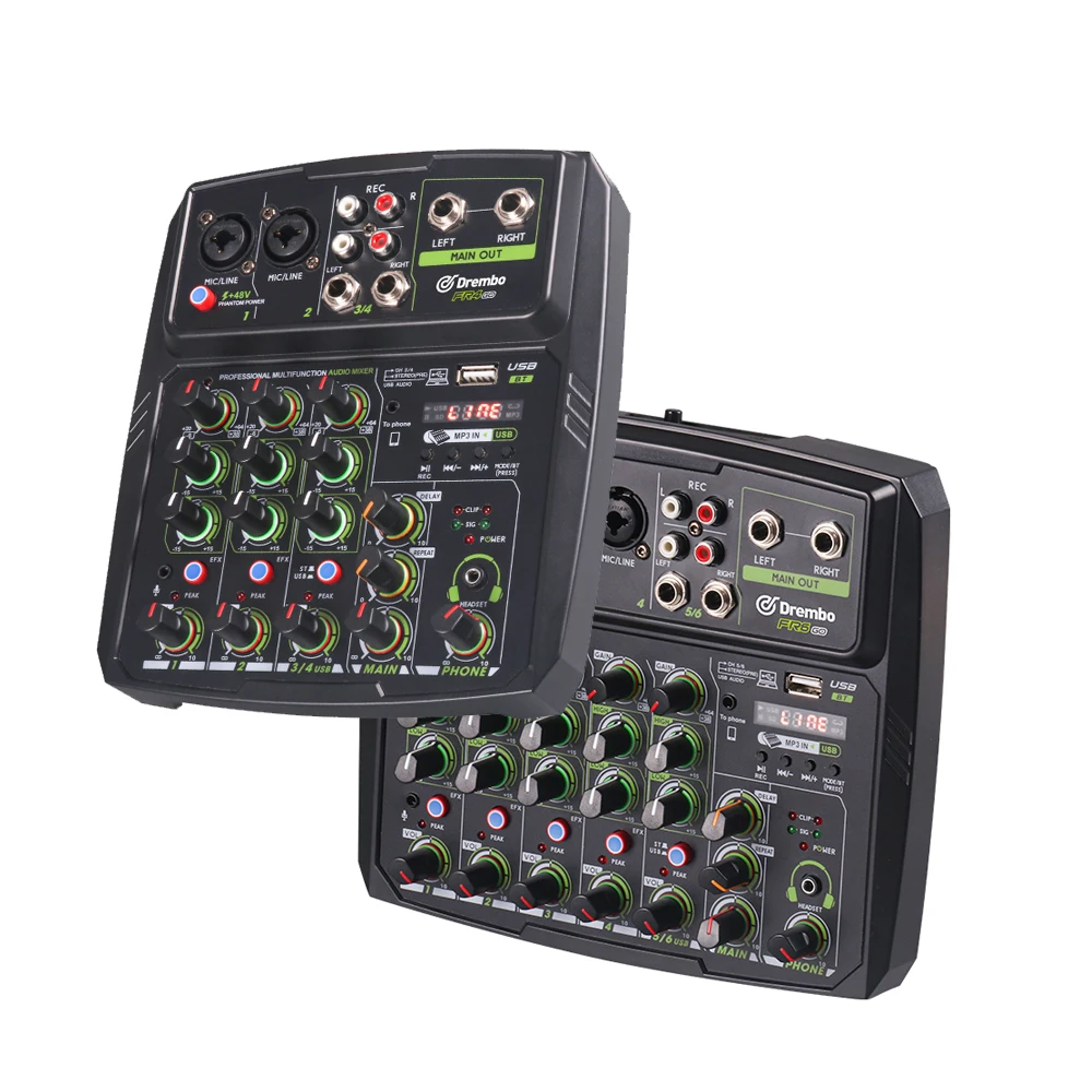 Debra Audio FR4/6GO DJ Console Audio Mixer with BT5.0 USB for Smartphone for singing and live broadcast pc recording