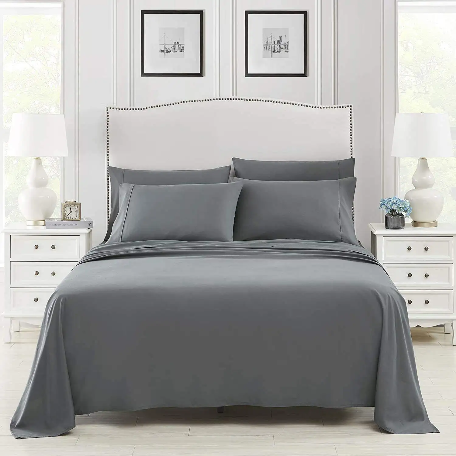 Ready To Ship Cheap Price Bedding set Soft Easy Care Wrinkle Fade Free Brushed Microfiber Luxury 6pcs Sheets sets