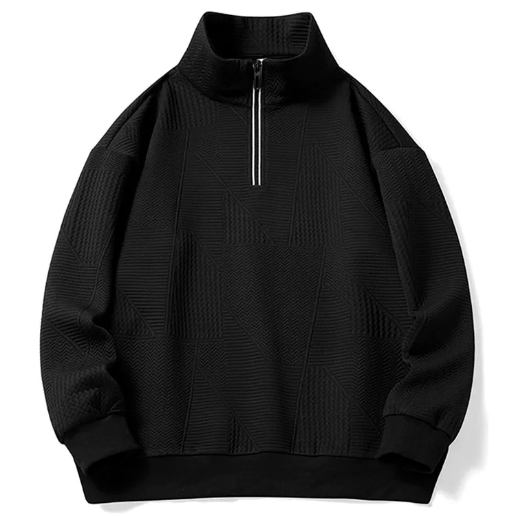 New Style Mens Sweatshirts Autumn Stand Collar Sweatshirt Plus Size Loose Plain 1/4 Zip Collar Sweatshirt