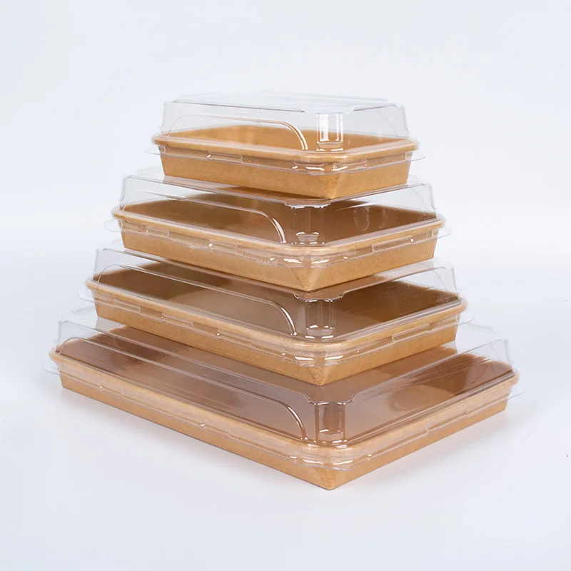 Custom Logo Disposable display tray for food tray for restaurant take away paper food container food tray with PET lid