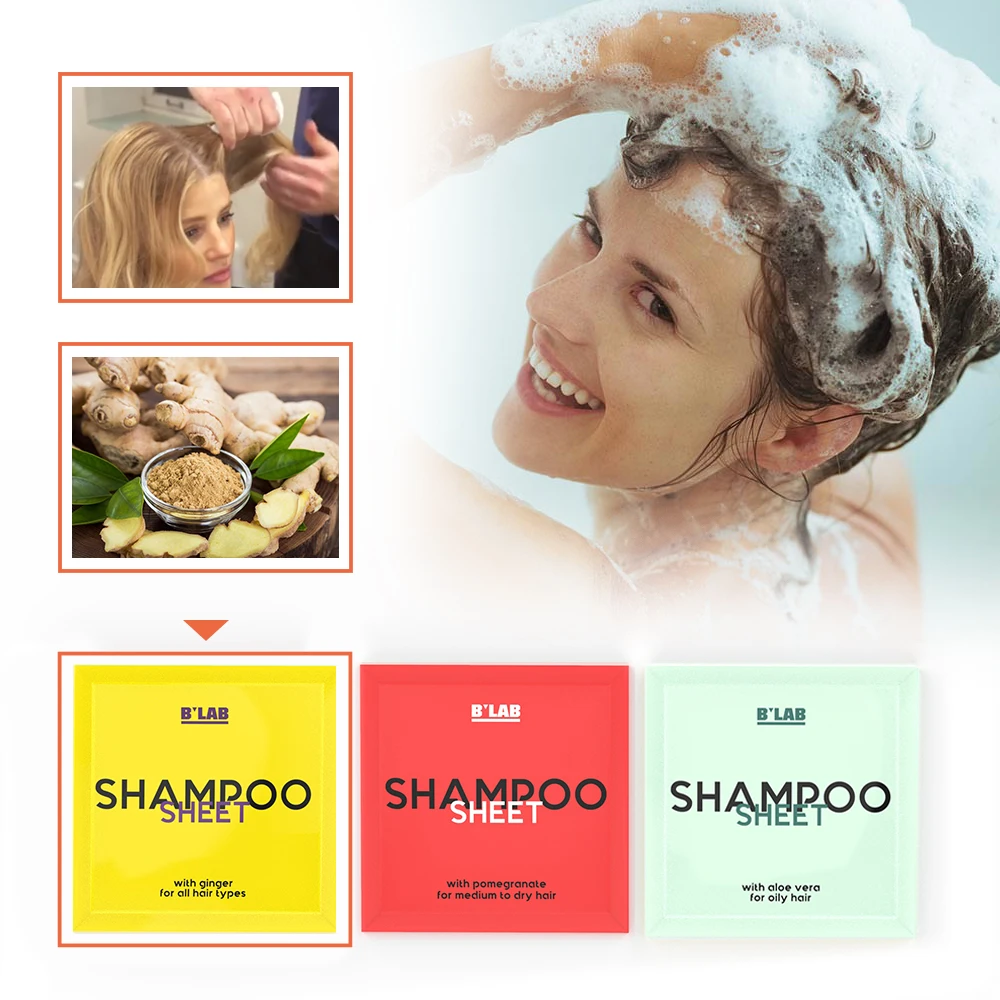 OEM Private Label Natural Herbal Shampoo Sheets for All Hair Types Silicone Free Travel Shampoo Sheets for Hair Cleansing