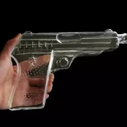Factory Custom hand art Vodka Tequila Rum 150ml Pistol Gun Shaped Spirits Glass Bottle