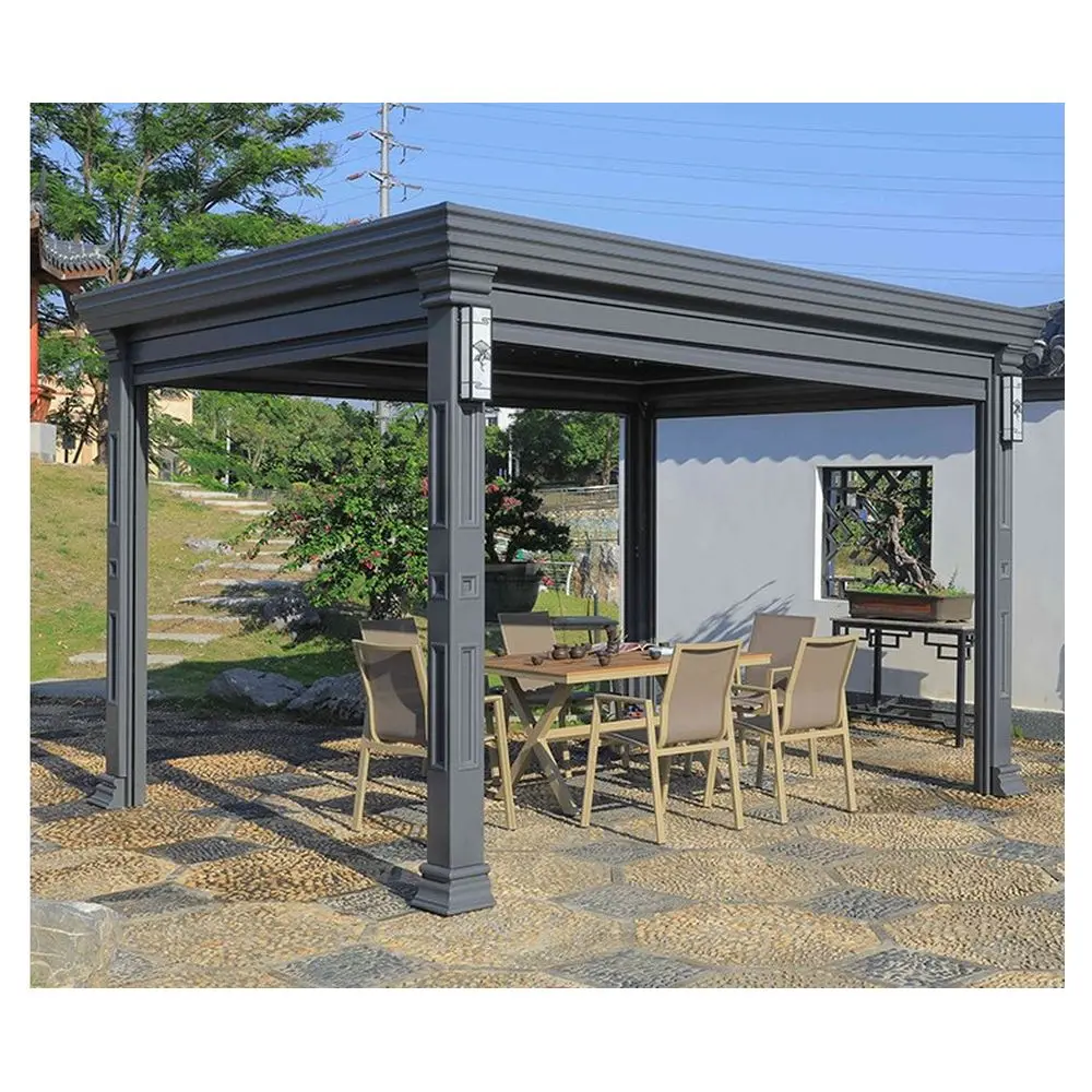 Optima Wholesale Aluminum Pergola with Sliding Glass Window Pergola Aluminum Rot Proof Aluminum Louver Wayside Pergola