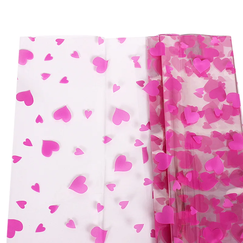 
Flower Wrapping Paper Cellophane Peach Heart Glass Paper OPP Waterproof Material Gift Wrapping Paper Wholesale 
