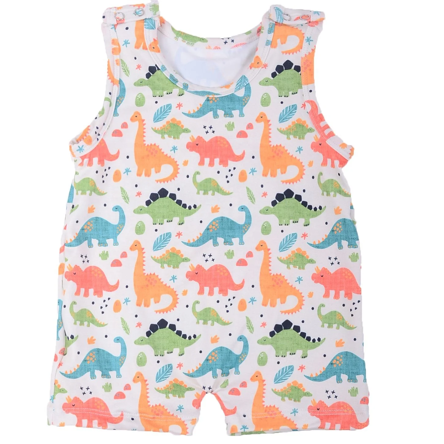 Factory Customization LOGO Sleeveless Baby Summer Rompers Girl Jumpsuit clothes dinosaur printing snaps Vest baby romper