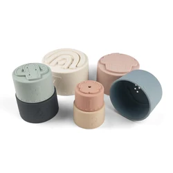 7PCS BPA Free Baby Infant Toddler Bath Toys Silicone Stacking Cups