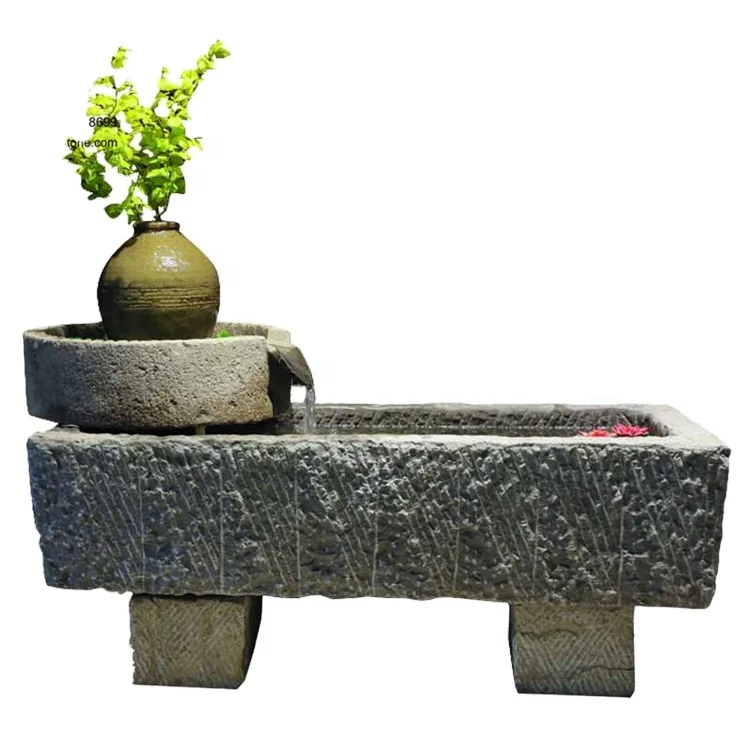 Japanese Stone Water Fountain Bluestone Waterfall Feature Stone Water Pot Planter Fountains Fish Pond For Home Garden Decoration