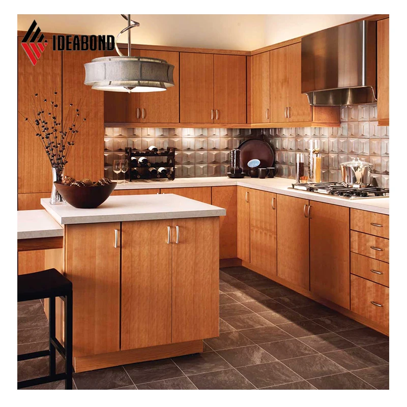 Modern Alucobond Kitchen Cabinets Kitchen ACP Panel Indoor Wooden Grain Aluminium Sandwich Panel