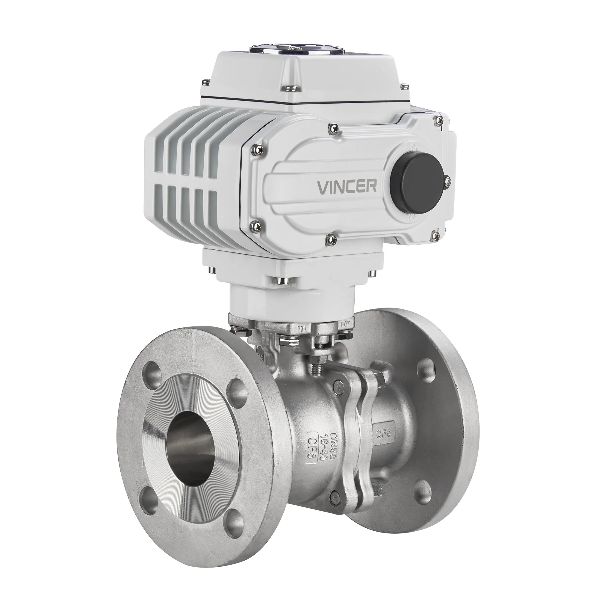 VINCER electric 2way valve DC12V medium temperature motorized electric Stainless steel valve electric motor for water oil gas