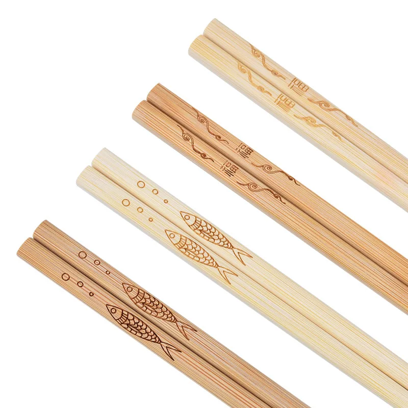 Custom Engraved Logo Chopsticks Bamboo Carbonized Natural Bamboo Chopsticks