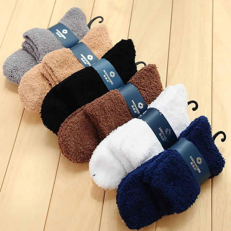 Cozy Cashmere Socks Spring Winter Warm Sleep Bed Socks Floor Home Fluffy Socks Coral velvet Feet Warmer Christmas gift for men
