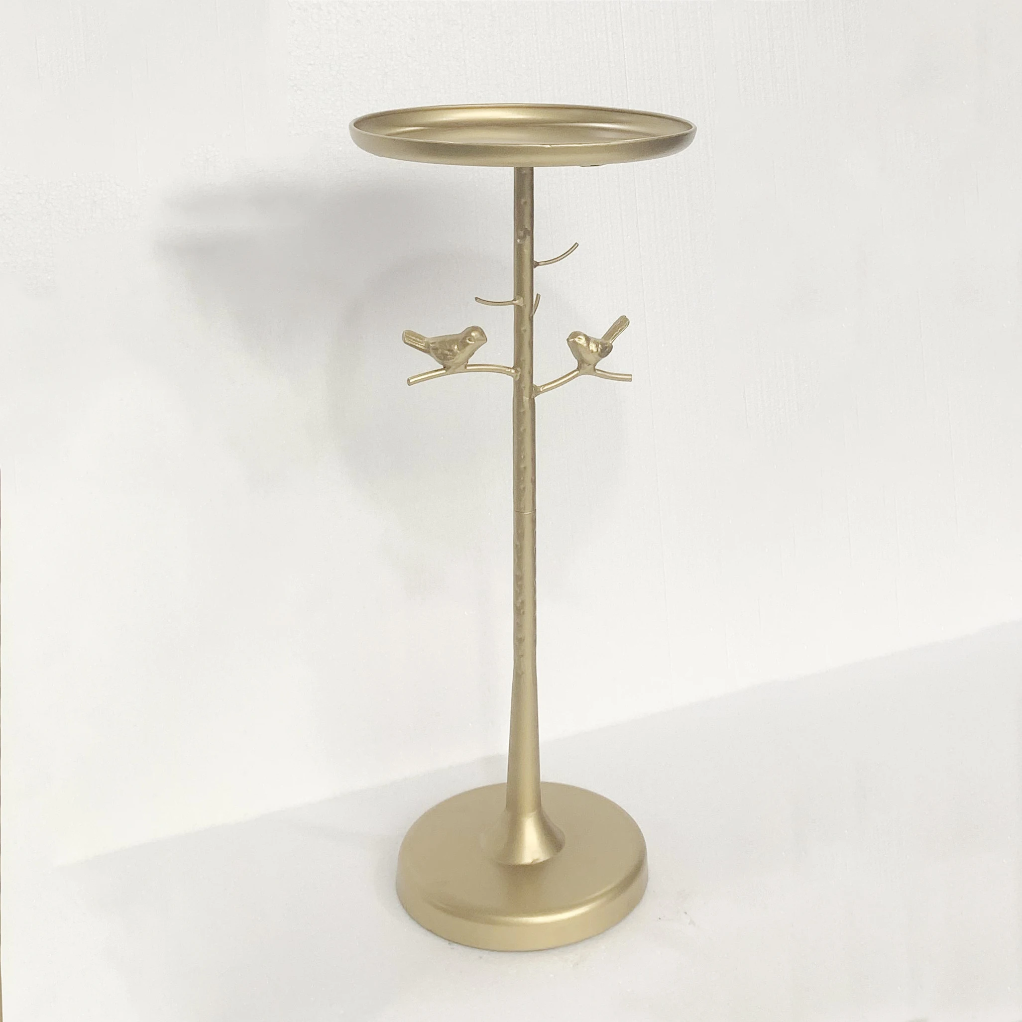 Gold metal base with cast iron birds&twigs decoration side table  for home or office