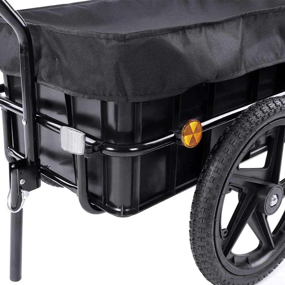 Bicycle Cargo Trailer, 70L Outdoor Foldable Cargo Trailer Bike Trolley Cart Storage Handle Luggage Carrier