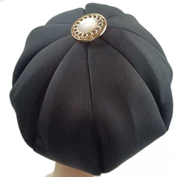 Factory new arrival pumpkin beanie bonnet space layer Muslim hijab hat for women