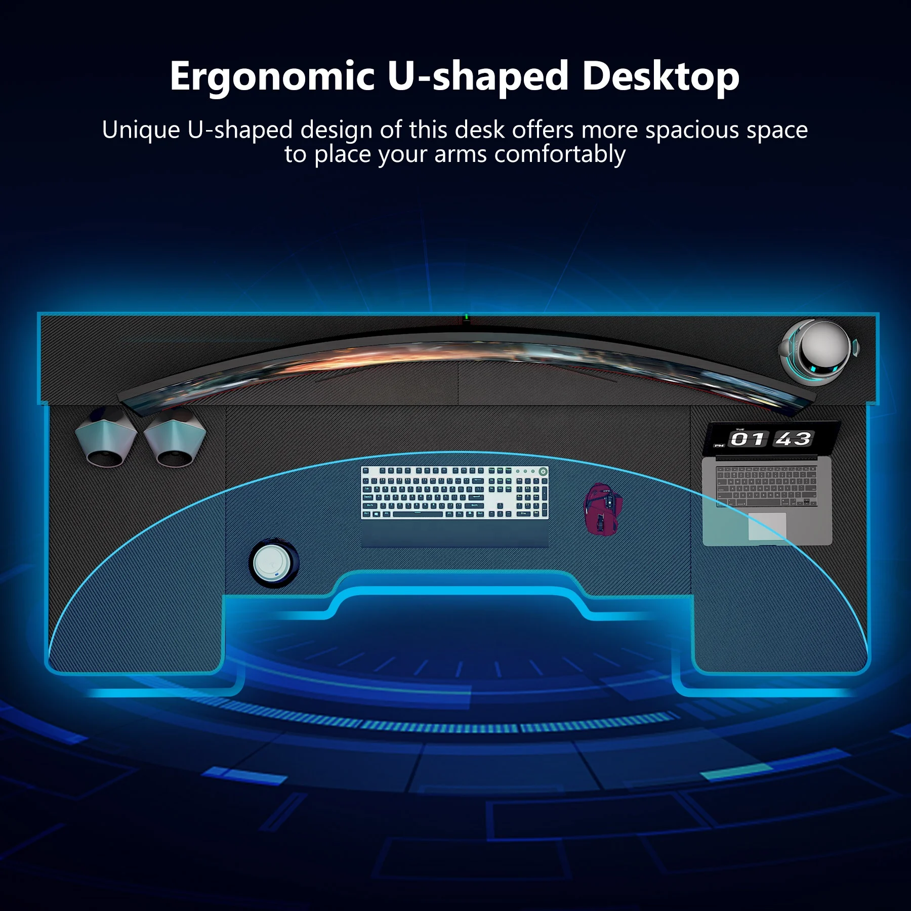 Tribesigns 74.8 Inches Modern Corner Workstation with Hutch U Shaped Computer Gaming PC Laptop Desk Tables