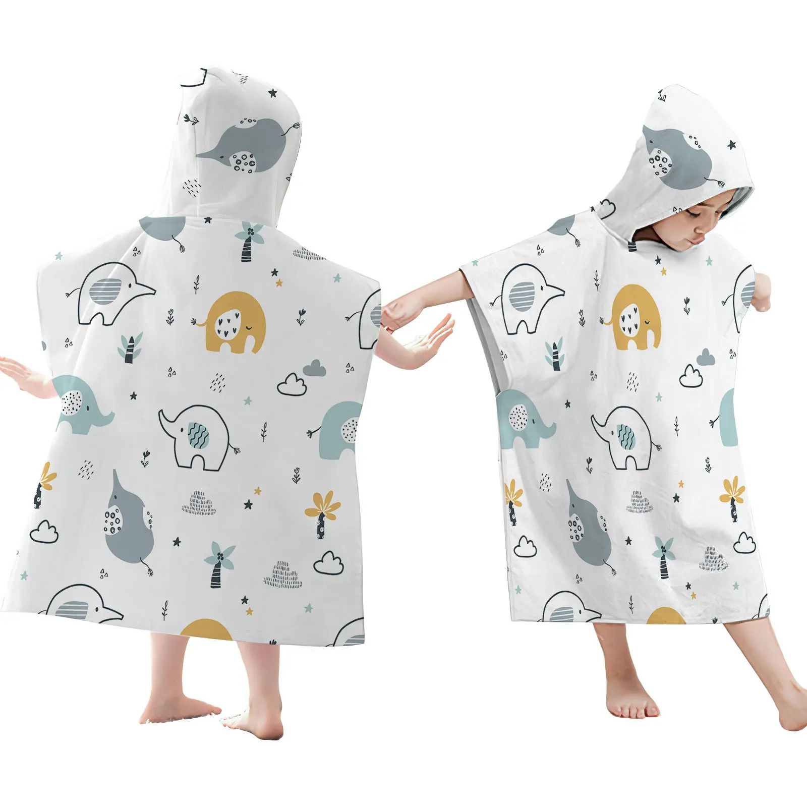 Leaf Hooded Wearable Bath Towel Beach Towel Cape Seaside Change Bathrobe Printed Hooded Bath Towel