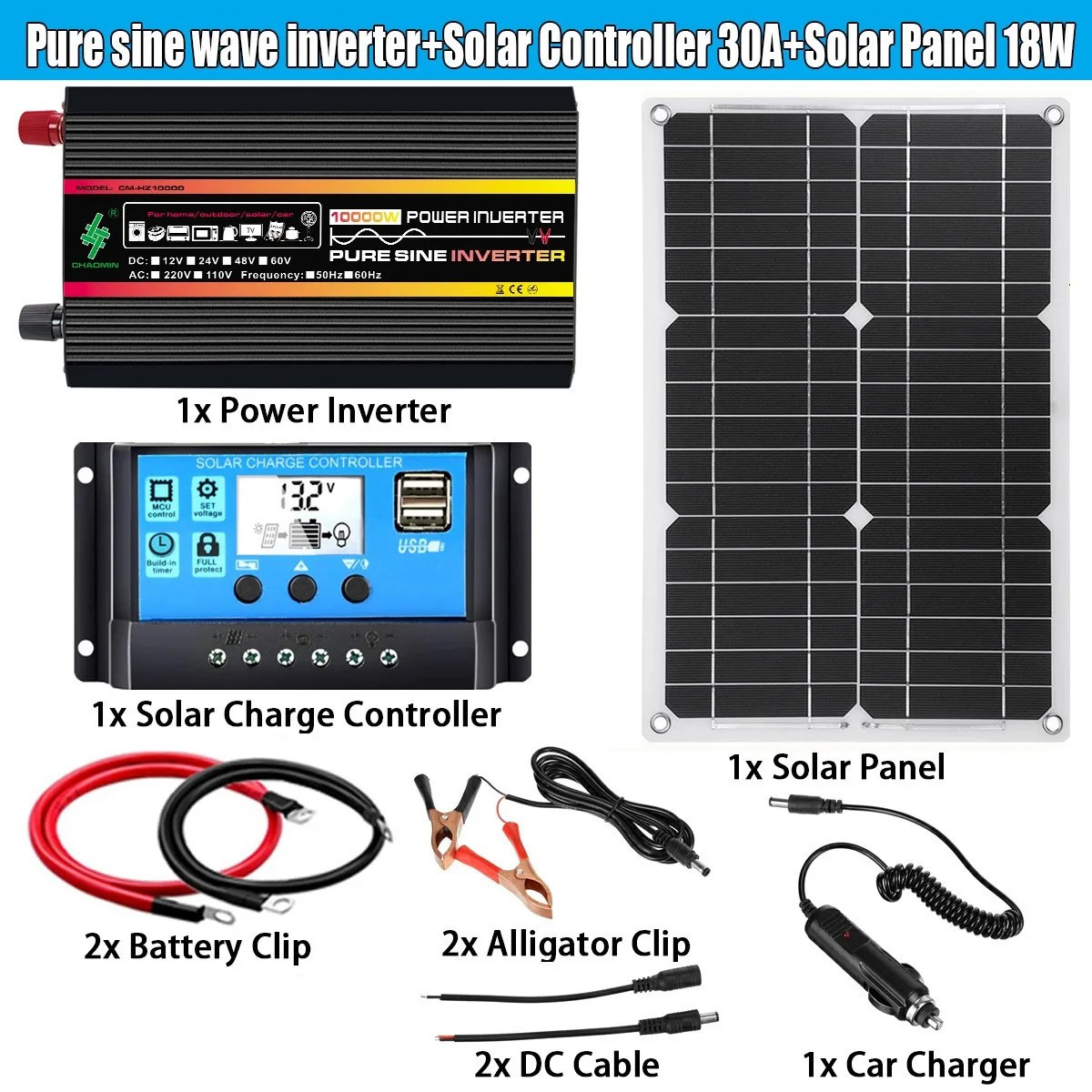 Pure wave inverter Smart Solar Charge Controller DC12V To 220V 110V Auto detective Solar System Inverter Controller Solar Panel