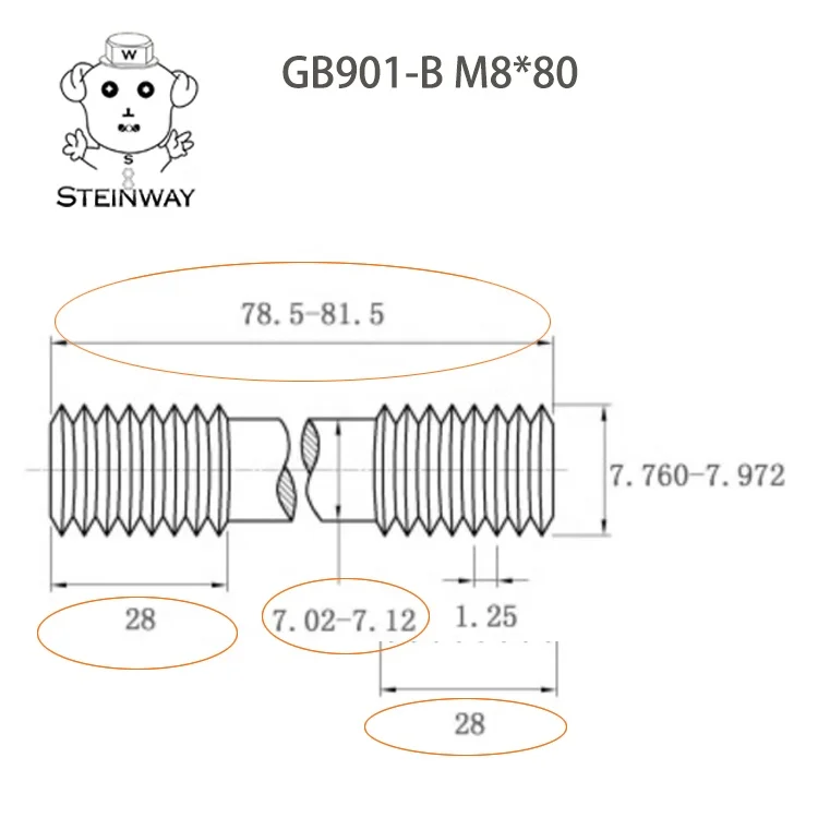 Шпильки с резьбой и гайками