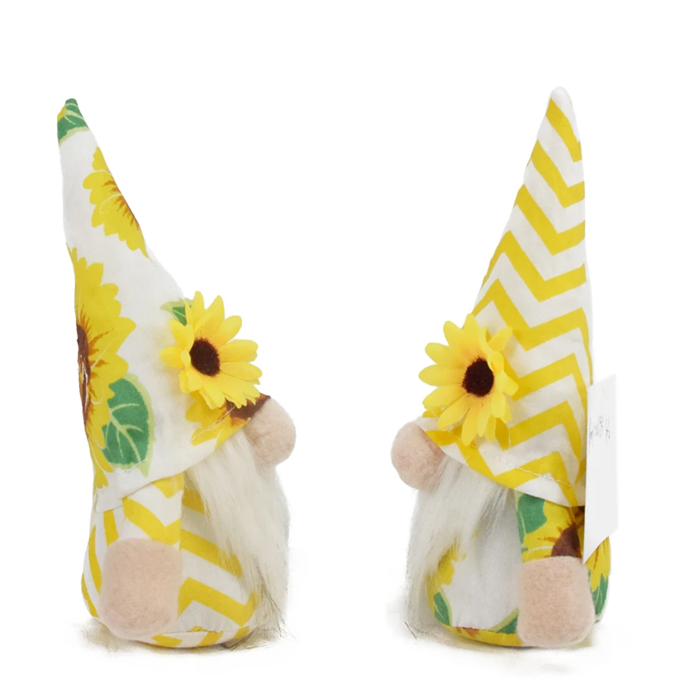 6 Inch Handmade Summer Tropical Holiday Sunflower Flower Gnomos Gonk Tiered Tray Decor Small Yellow Plush Gnomes