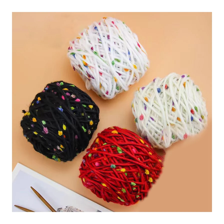2024 colored dots rainbow blended cake yarn fancy chunky yarn knitted tote bag for knitting
