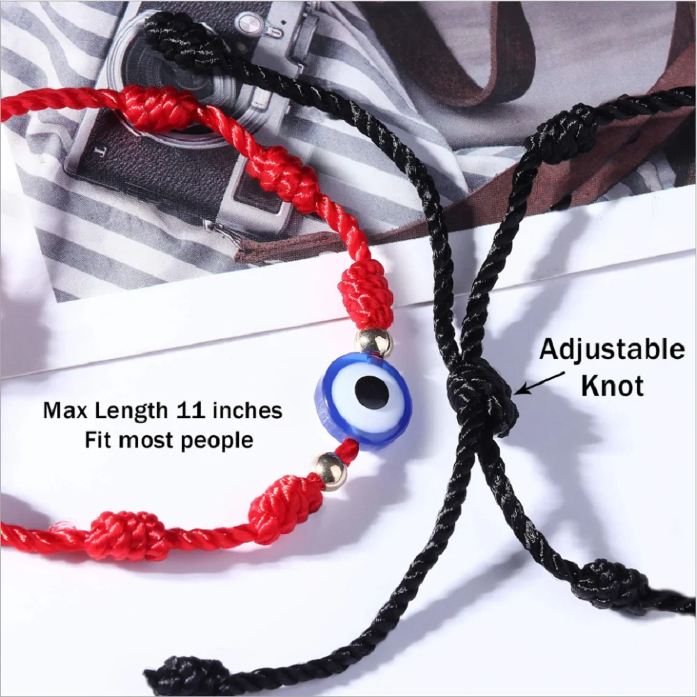fashion handmade adjustable devil eye couple bracelet adjustable lucky red rope line thread braided string bracelets 7 knots