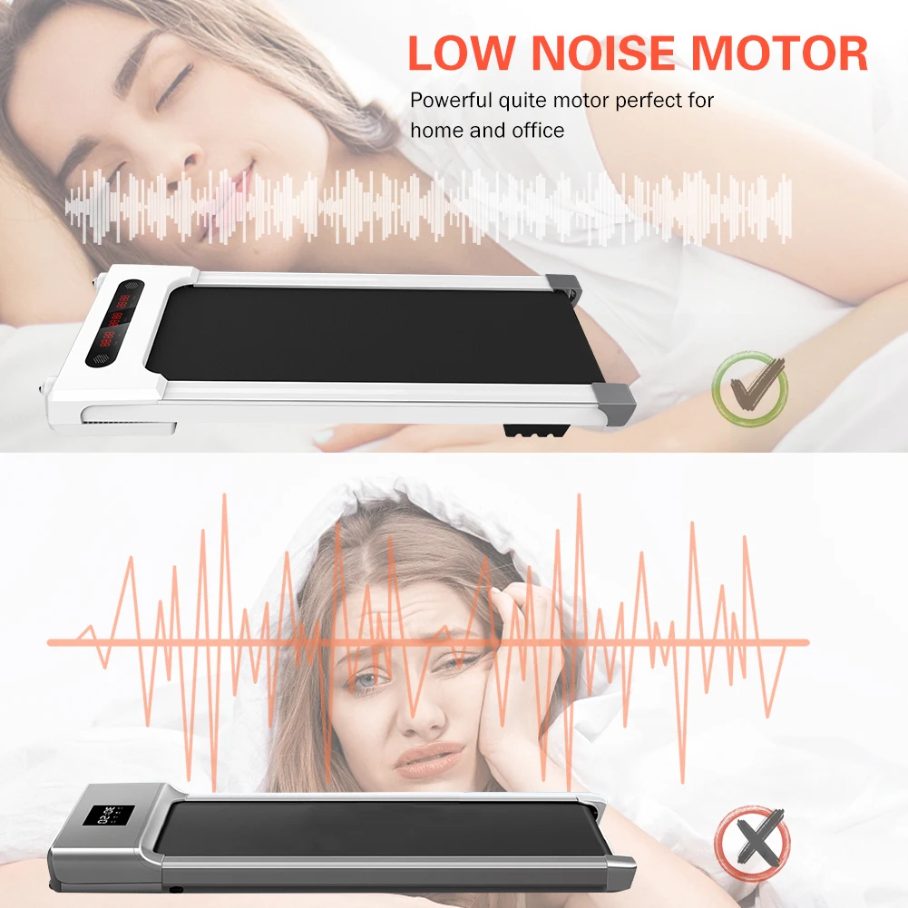 2 in 1 Under Desk Electric Treadmill Motorized Exercise Machine with Wireless Speaker Walking Jogging Machine