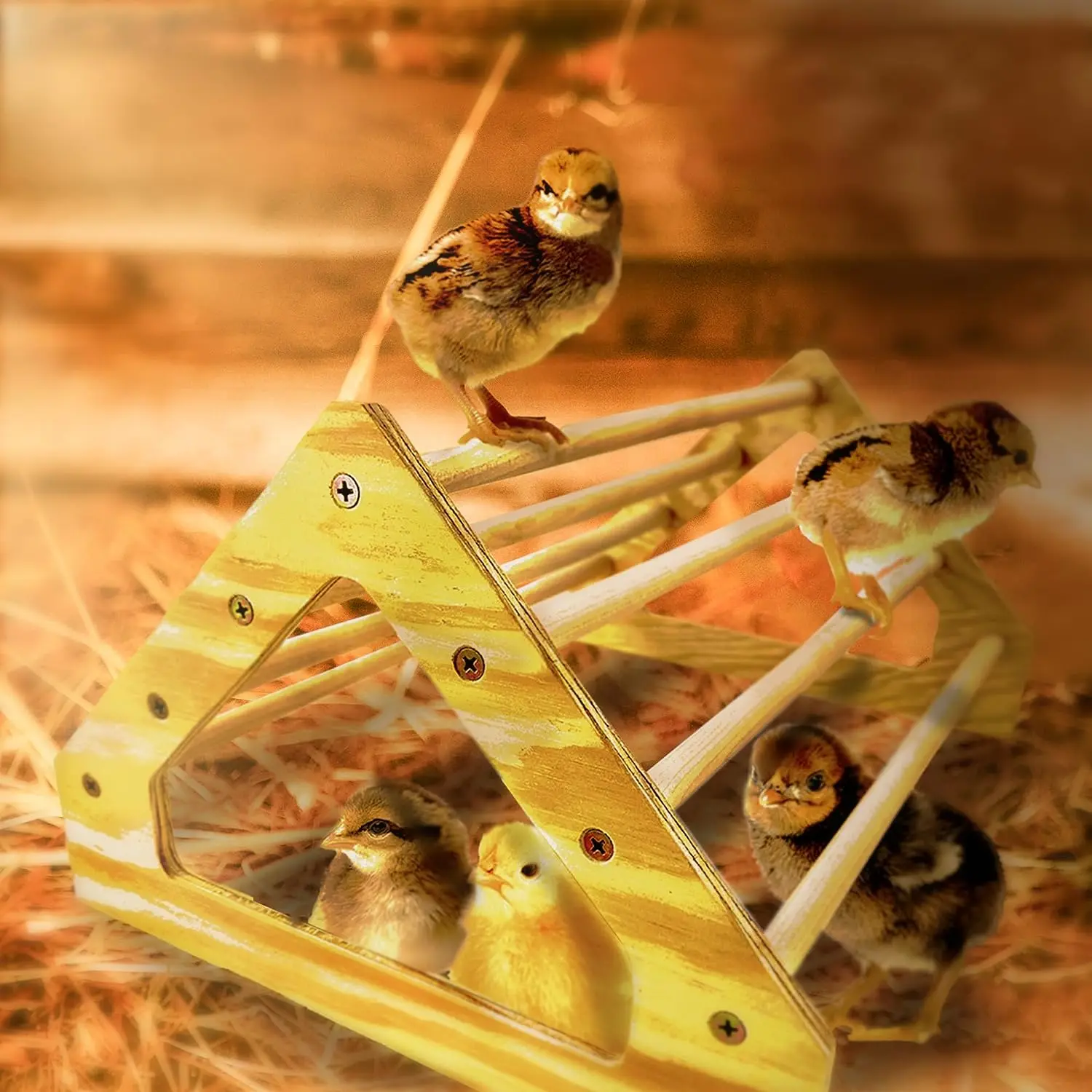Wooden Jungle Gym Roosting Bar Chicken Toys for Coop and Brooder for Baby Chicks Pet Holder