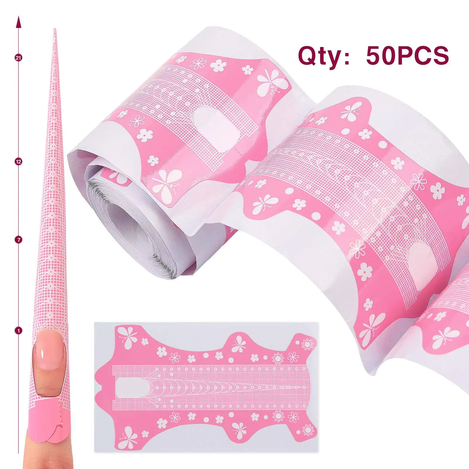 EYL Custom Logo extreme Pink roll Paper Nail Art Extension Mold Strong Soft Gel acrylic long Dual nail Forms with Scale