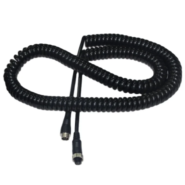 Изготовленный на заказ 4-полюсный авиационный пружинный кабель грузовик полуприцеп камера заднего вида M8 спиральный