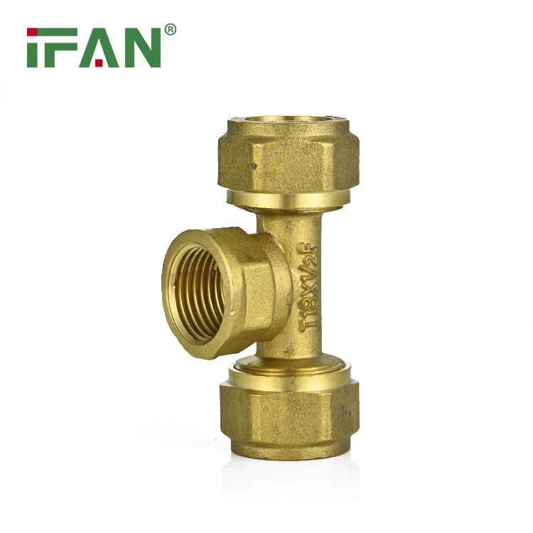 IFAN Free Sample Brass Threaded Fitting PN25 ISO15875 PEX Pipe Fittings 16-32mm Tee PEX Fitting