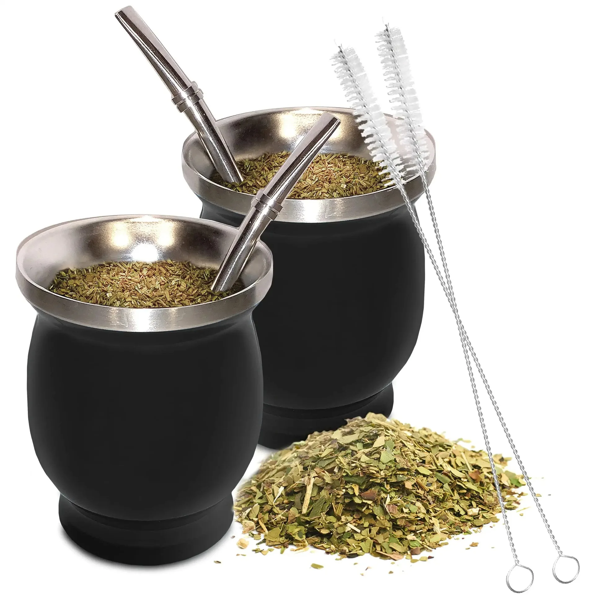 Двухстенная чайная чашка Yerba Mate 8 унций из нержавеющей стали с bombilla