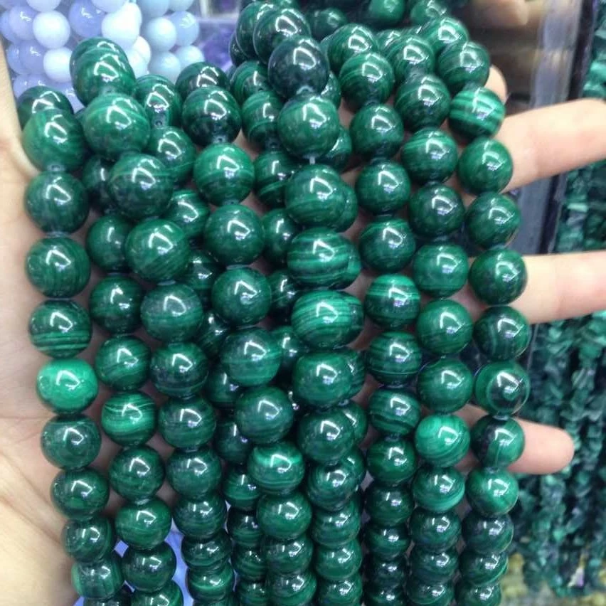 Wholesale Natural 4mm-12mm Size Gemstone Loose Stone Beads Green Malachite Beads for Jewelry Making