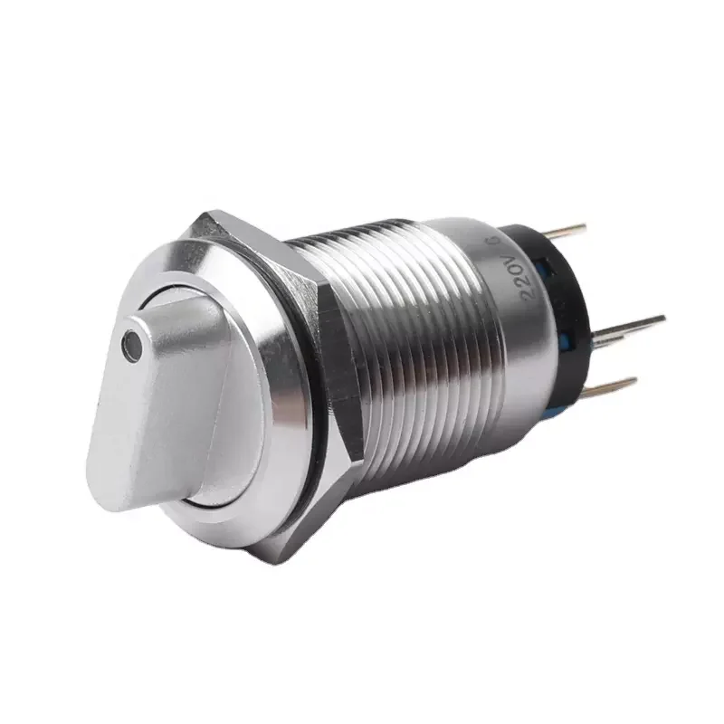 19mm electrical knob button switch  latching 8 Pin Terminals rotary switch with light