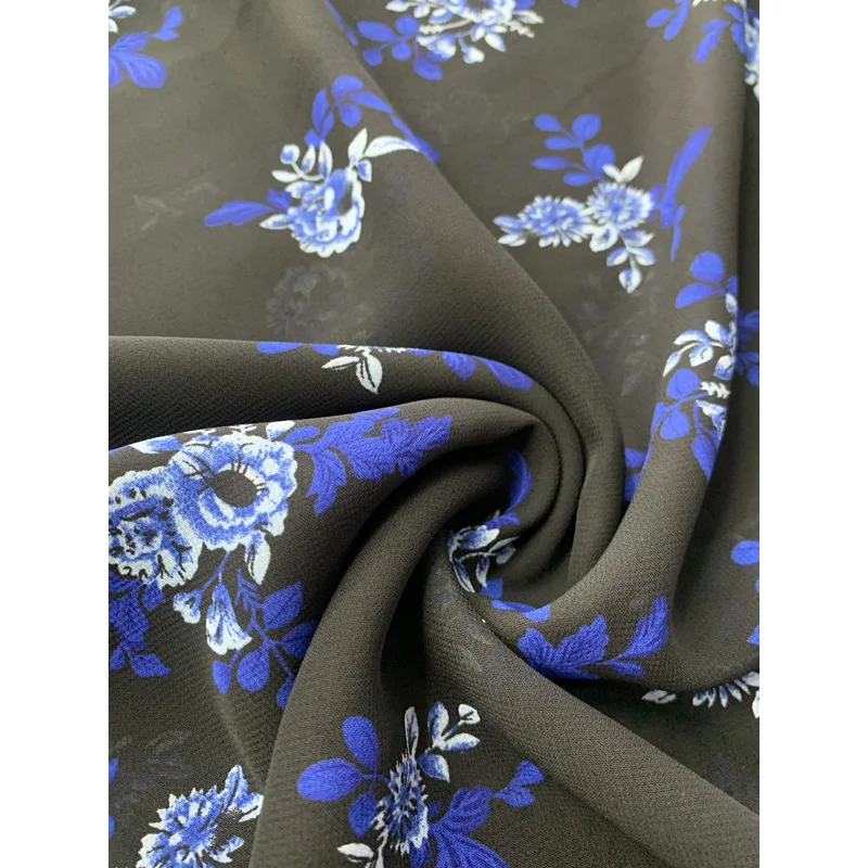 2021 various china factory High standard in quality  100d chiffon blue shiny suit fabric